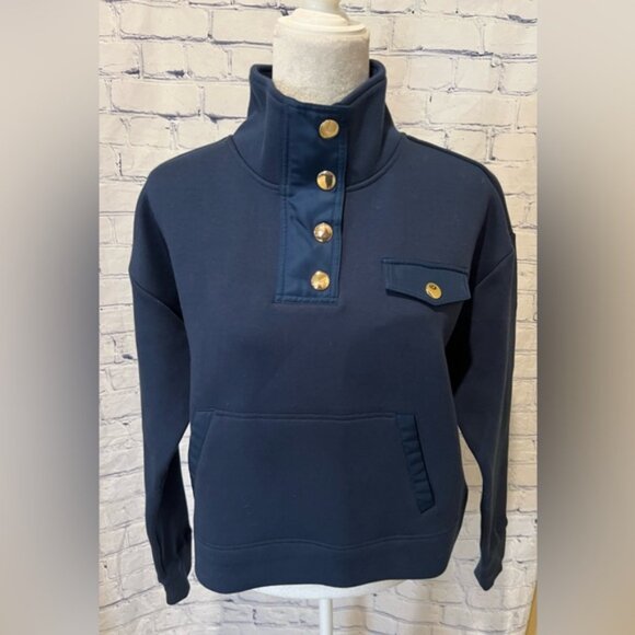 Tukernuck TNUCK SPORT Blue Snap Neck Bailey Pullover medium $128 - Picture 2 of 9